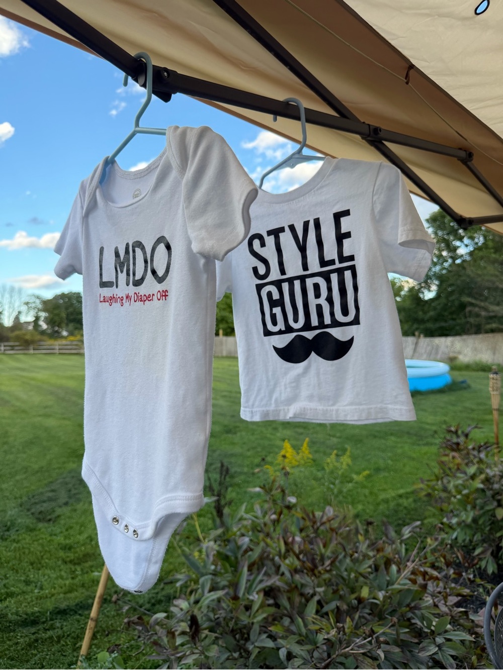 Children’s place White "Style Guru" Kids T-Shirt and "LMDO" Baby Bodysuit bundle